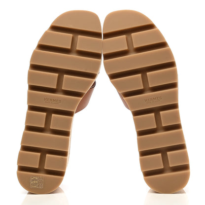 Hermes Calfskin Cork Eze 30 Sandals 37 Marron Glaise 5 of 9