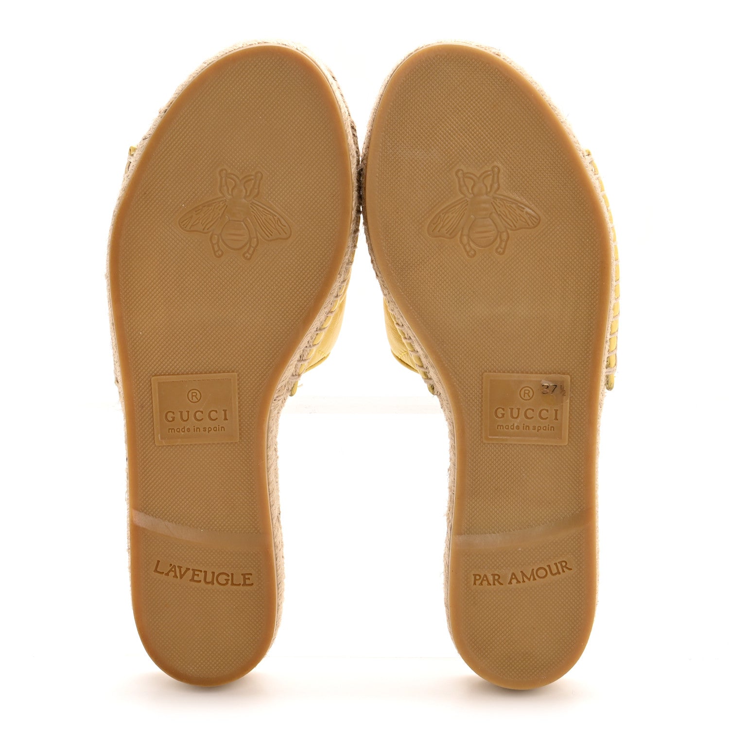 Gucci Nappa Matelasse GG Marmont Espadrille Slide Sandals 37.5 Yellow 6 of 10