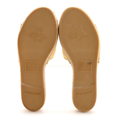 Gucci Nappa Matelasse GG Marmont Espadrille Slide Sandals 37.5 Yellow 6 of 10
