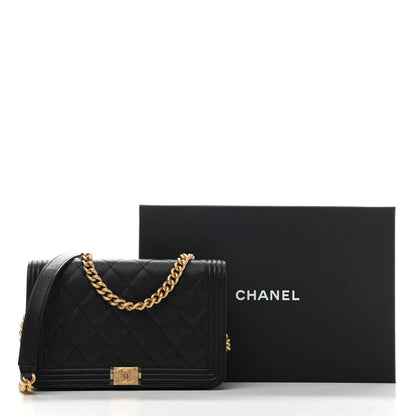 Chanel Caviar Quilted Boy Wallet On Chain WOC Black 11 of 11
