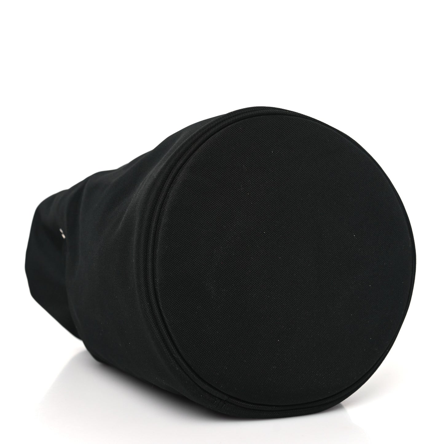 Recycled Sport Nylon Logo Embroidered Wheel Drawstring Bucket Bag Black White