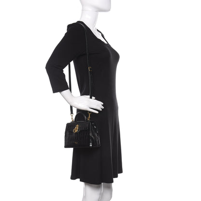 Mulberry Shiny Croc Calfskin Embossed Micro Seaton Black 2 of 10