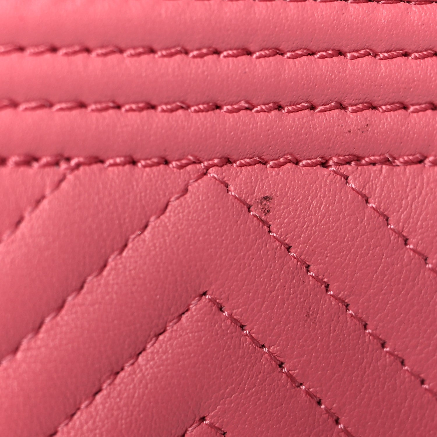 Chanel Calfskin Chevron Quilted Zip Around Boy Coin Purse Wallet Pink 9 of 9