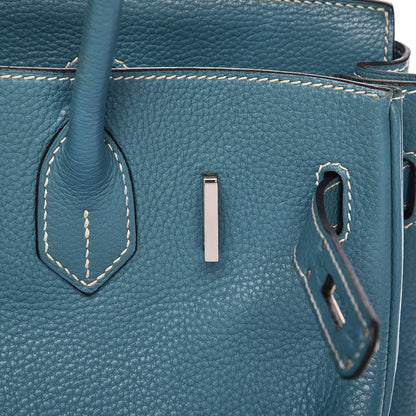 Hermes Taurillon Clemence Birkin 30 Blue Jean 24 of 35