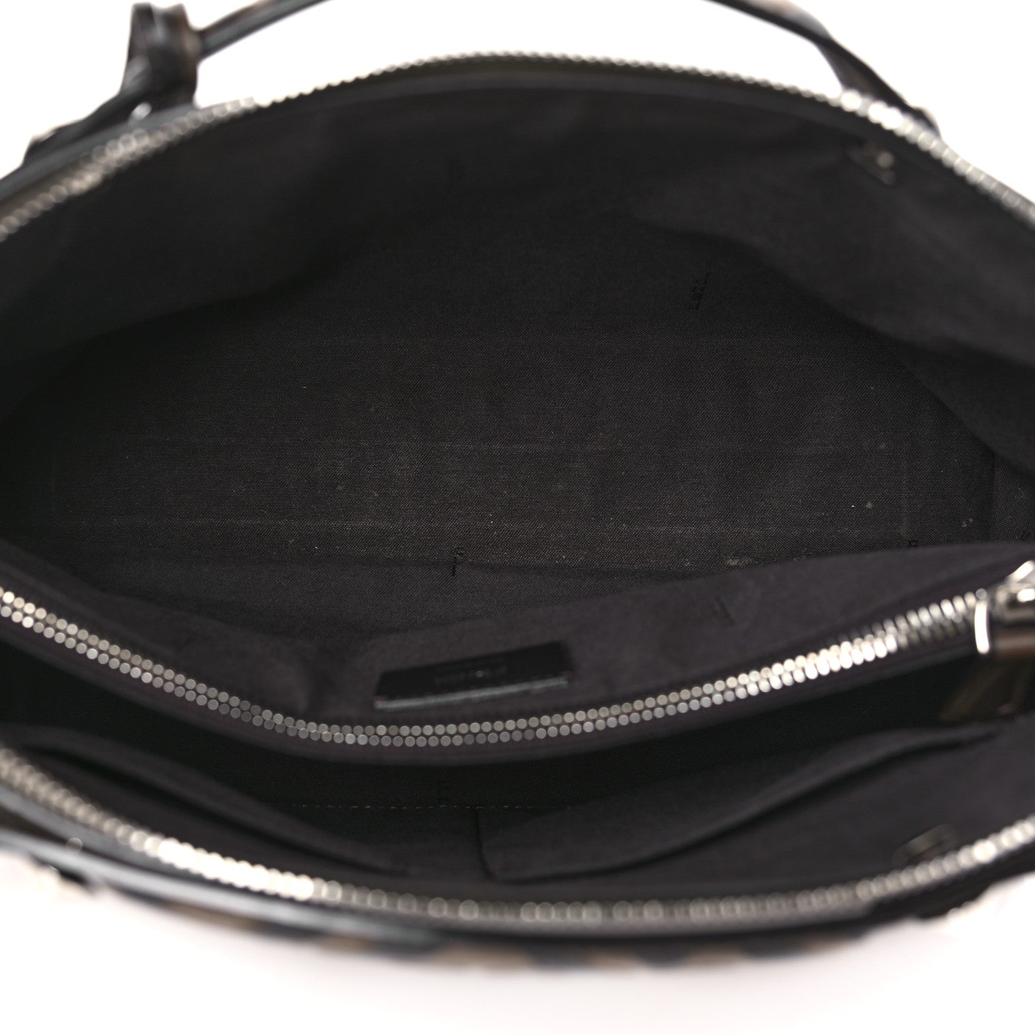 Fendi Vitello Dolce Bi-Color FF 1974 Embossed Medium By The Way Boston Bag Maya Black 5 of 9