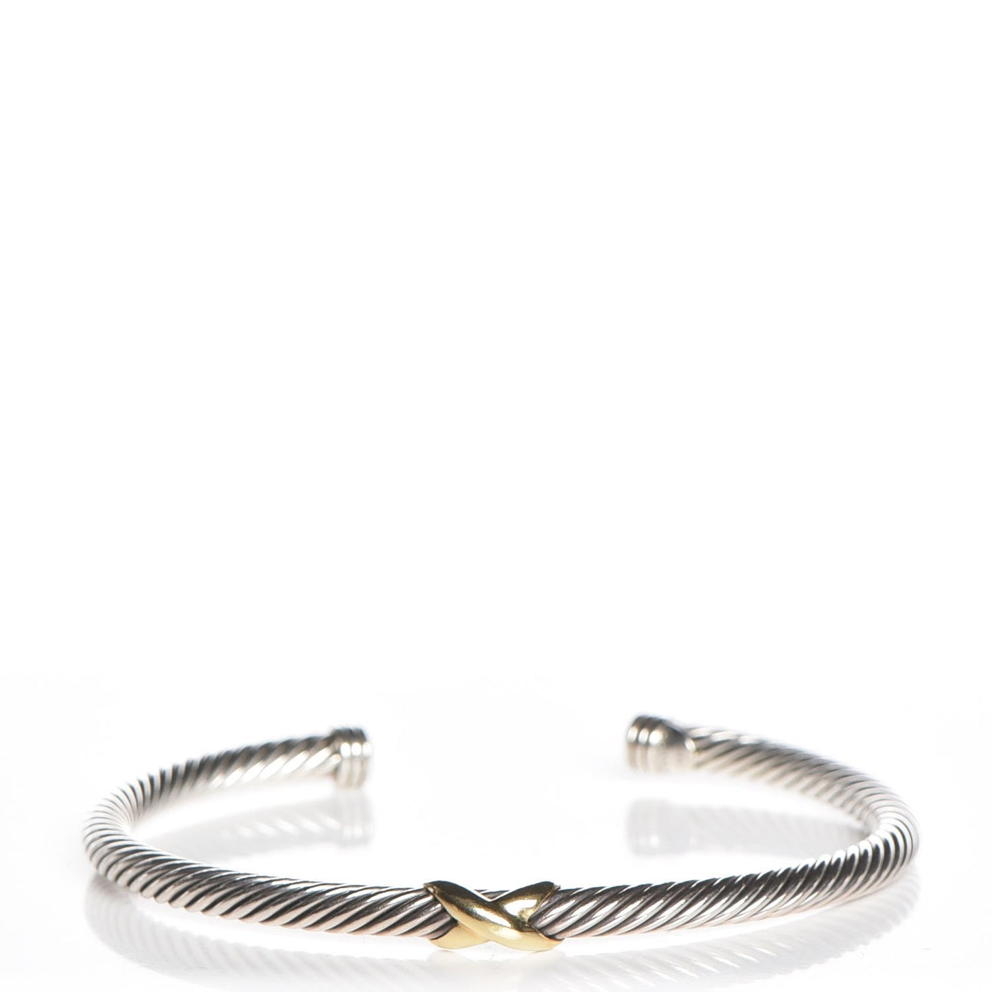 Sterling Silver 18K Yellow Gold 4mm X Station Cable Bracelet