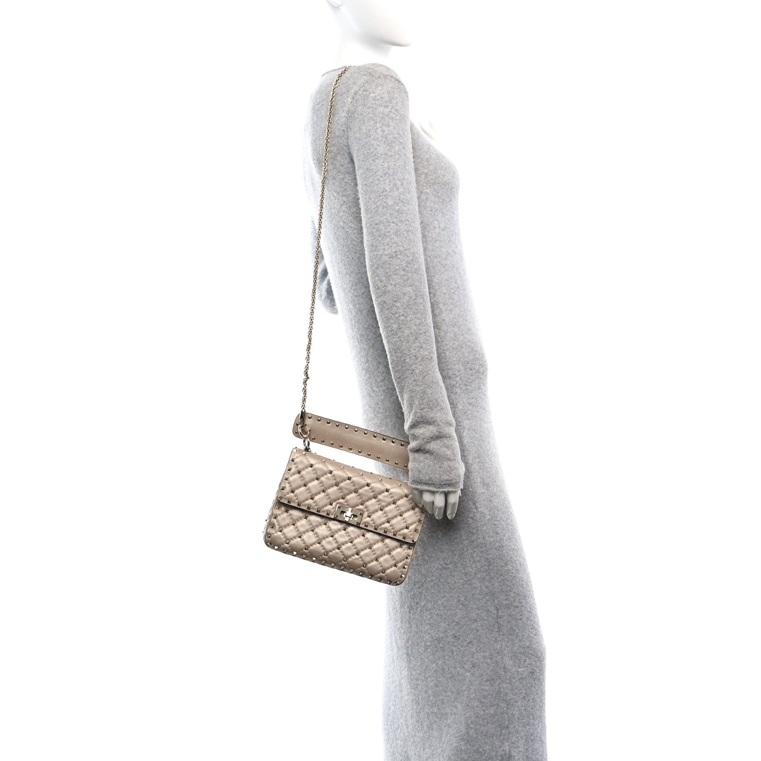 Valentino Garavani Metallic Nappa Medium Rockstud Spike Shoulder Bag Gold 2 of 10