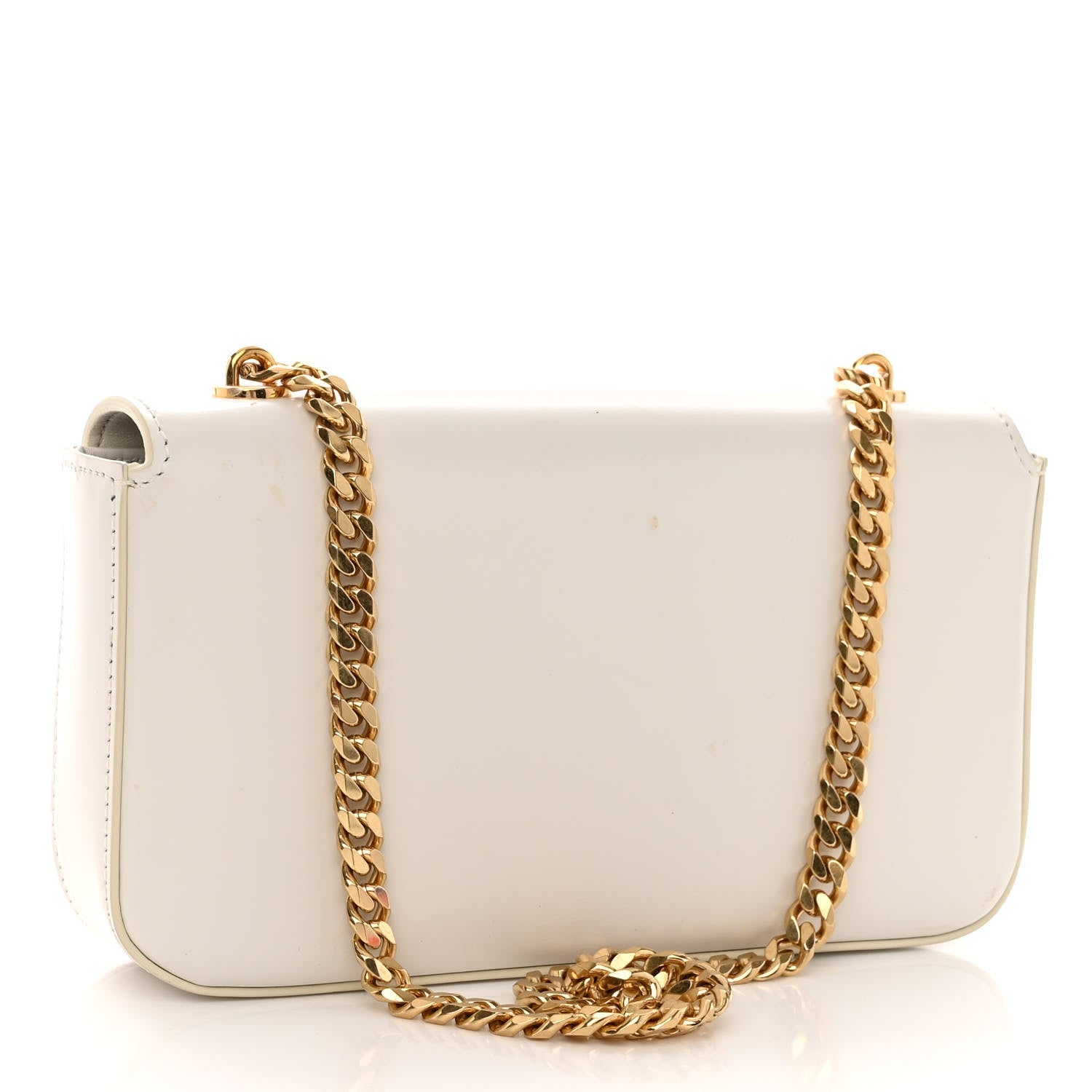 Celine Shiny Calfskin Cuir Triomphe Chain Shoulder Bag White 3 of 11