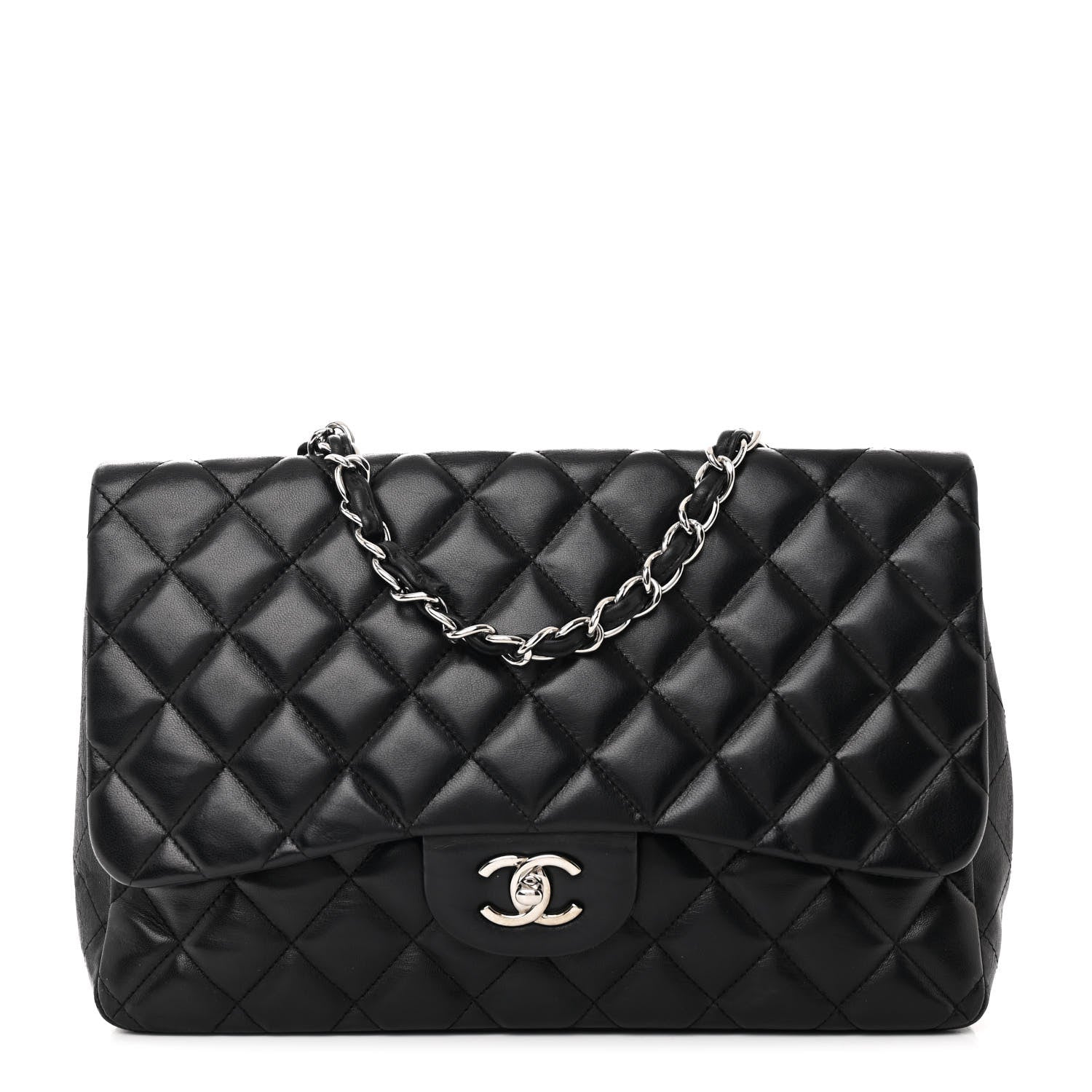 Chanel Lambskin Quilted Jumbo Single Flap Black 1 of 11
