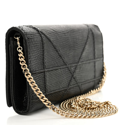 Christian Dior Lizard Diorama Croisiere Chain Wallet Black 3 of 13