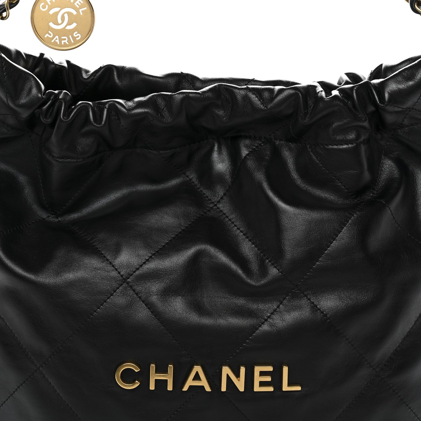 Shiny Calfskin Quilted Small Chanel 22 Black