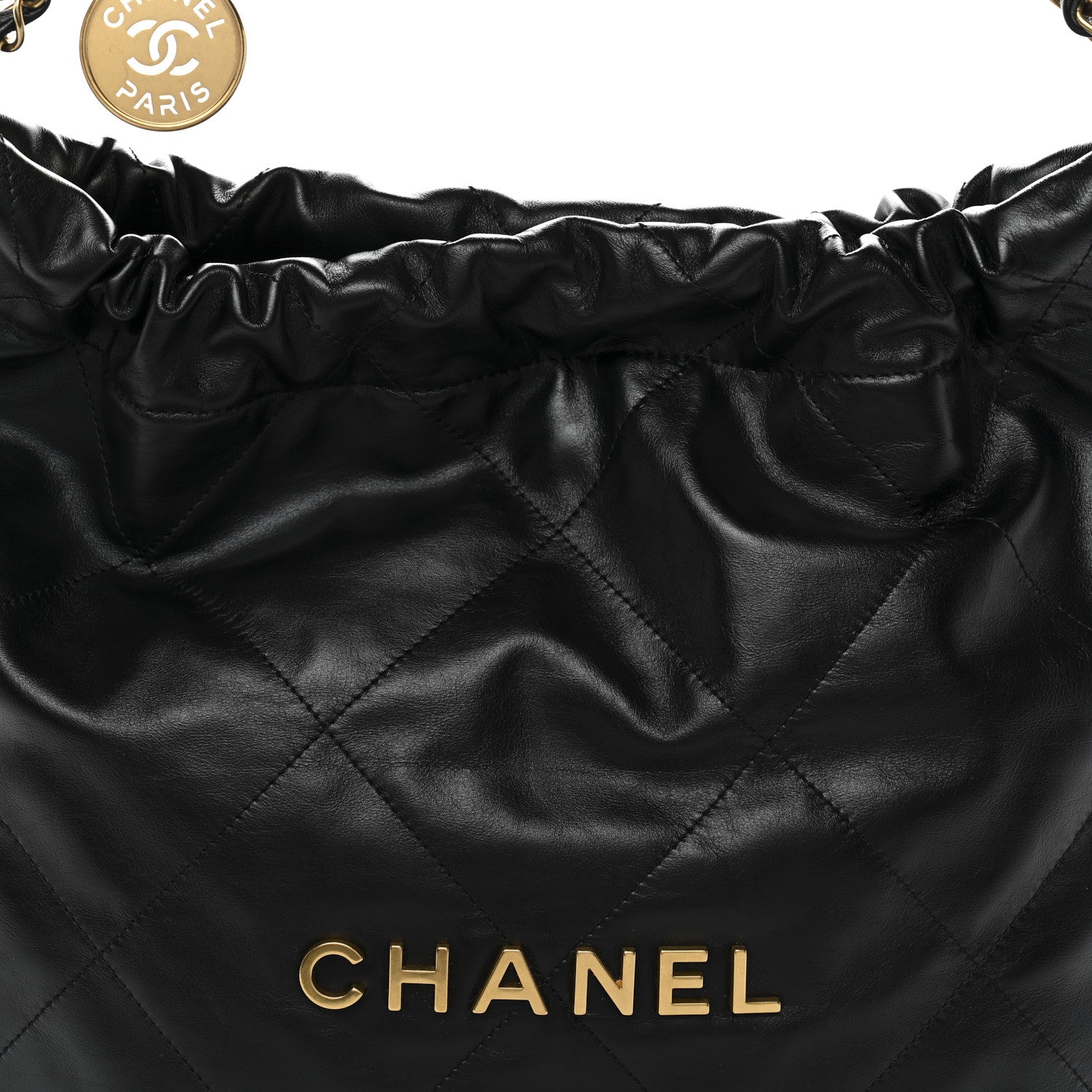 Chanel Shiny Calfskin Quilted Small Chanel 22 Black 9 of 12