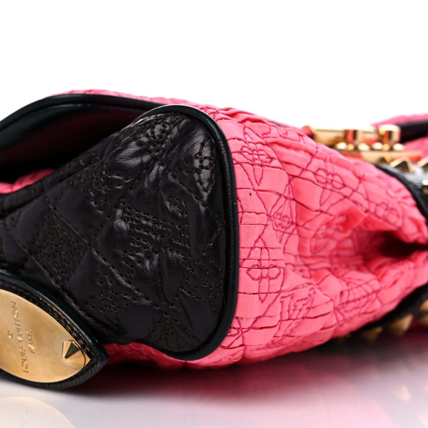 Satin Quilted Monogram Coquette Pochette Bunny Pink