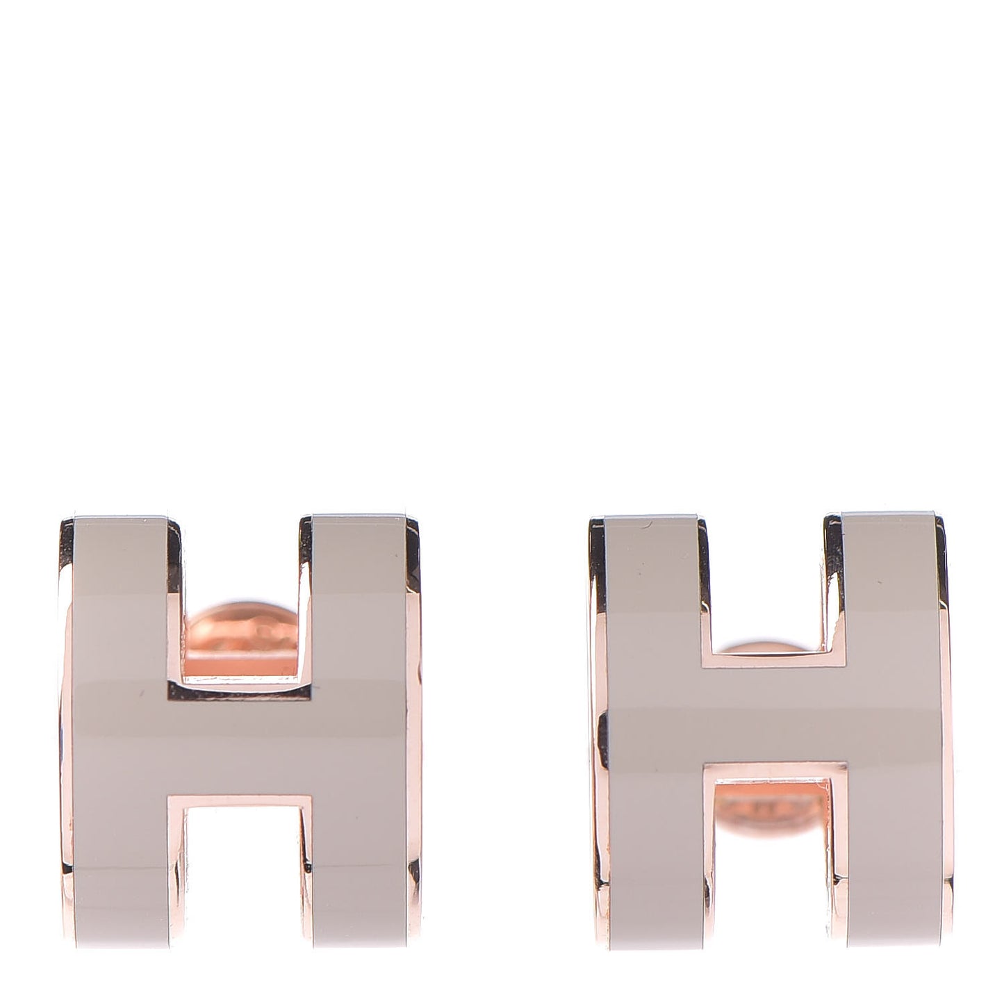 Rose Gold Lacquered Pop H Earrings Marron Glace
