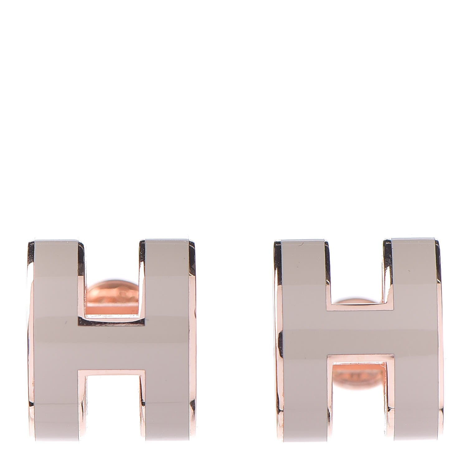 Hermes Rose Gold Lacquered Pop H Earrings Marron Glace 1 of 3