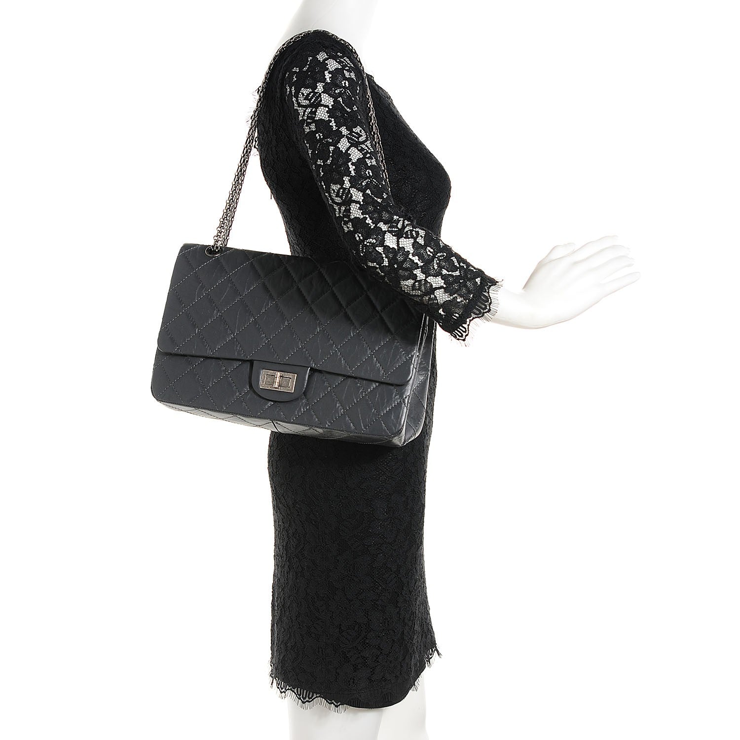 Chanel Aged Calfskin 2.55 Reissue 227 Flap Dark Grey 2 of 8
