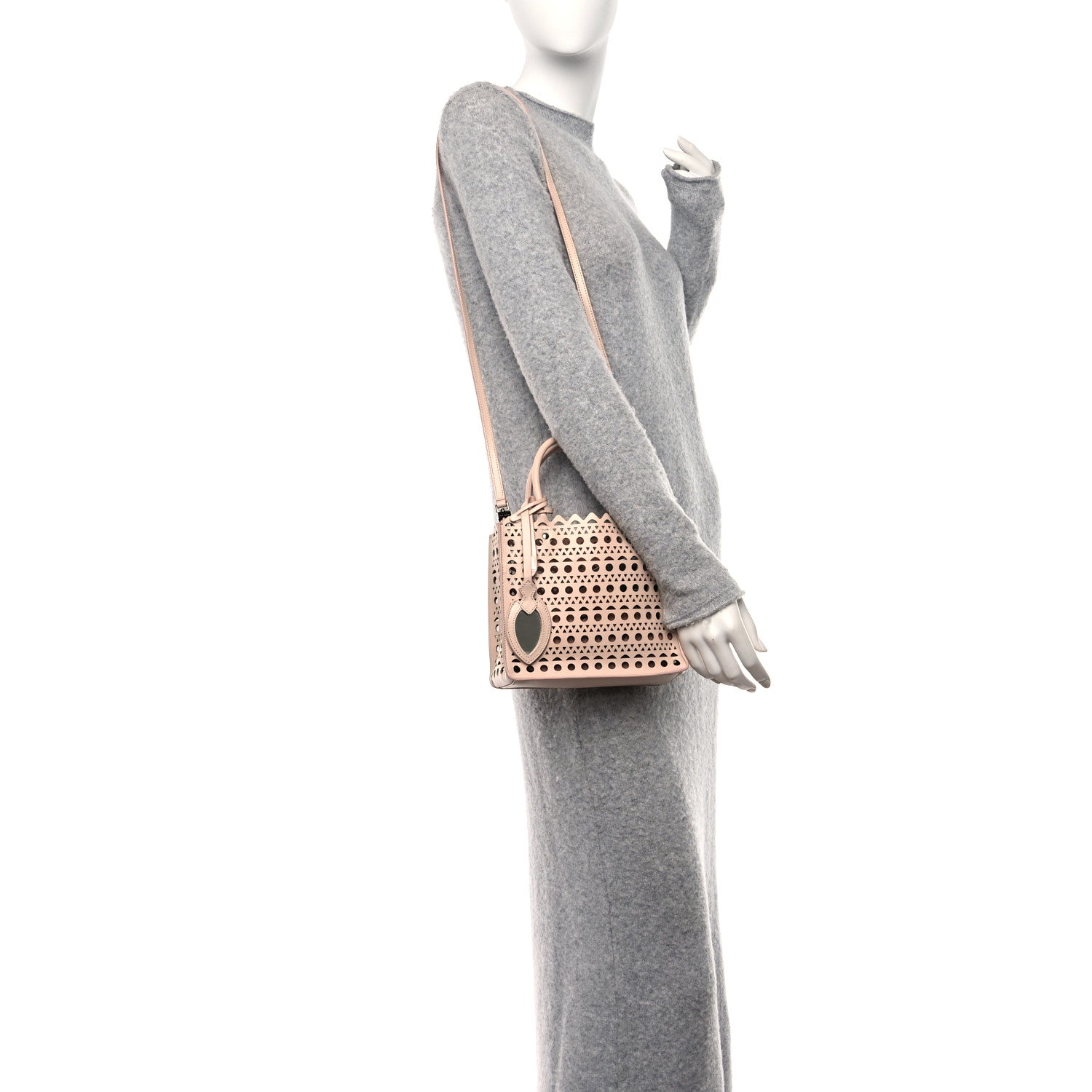 Alaia Calfskin Laser Cut Garance Tote Nude 2 of 9