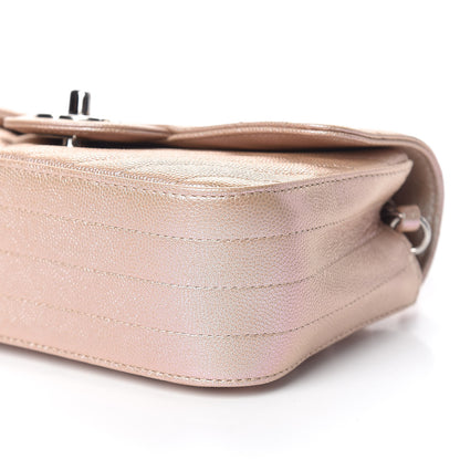 Chanel Iridescent Caviar Chevron Quilted Mini Rectangular Flap Light Gold 6 of 10