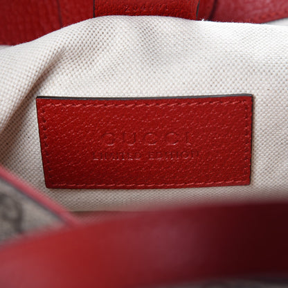 Gucci Soft GG Supreme Monogram Web Bosco Patch Small Crossbody Tote Beige Malva Hibiscus Red 8 of 9