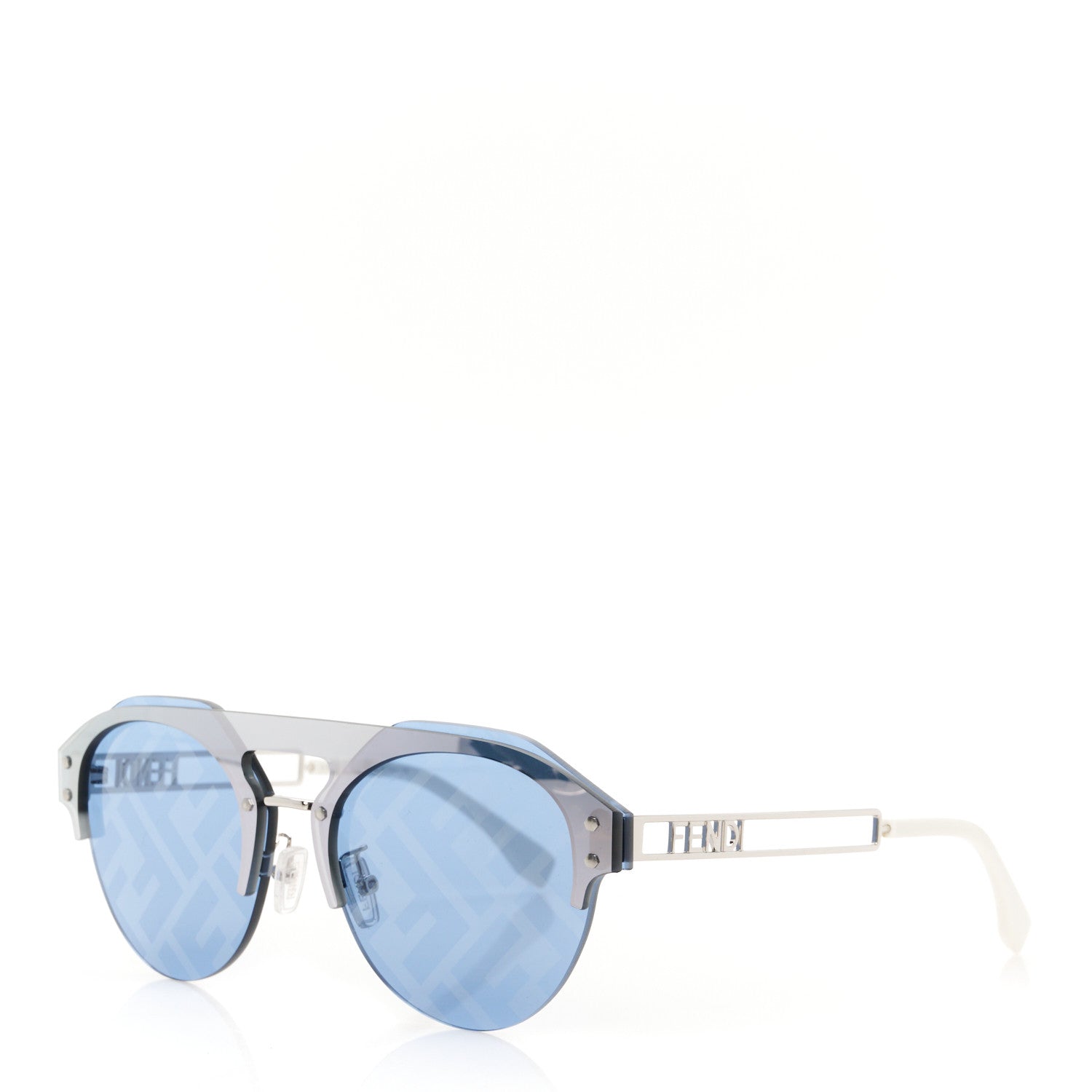 Fendi Metal Acetate The Technicolor FF Aviator Sunglasses FE40027U Blue Silver 1 of 8
