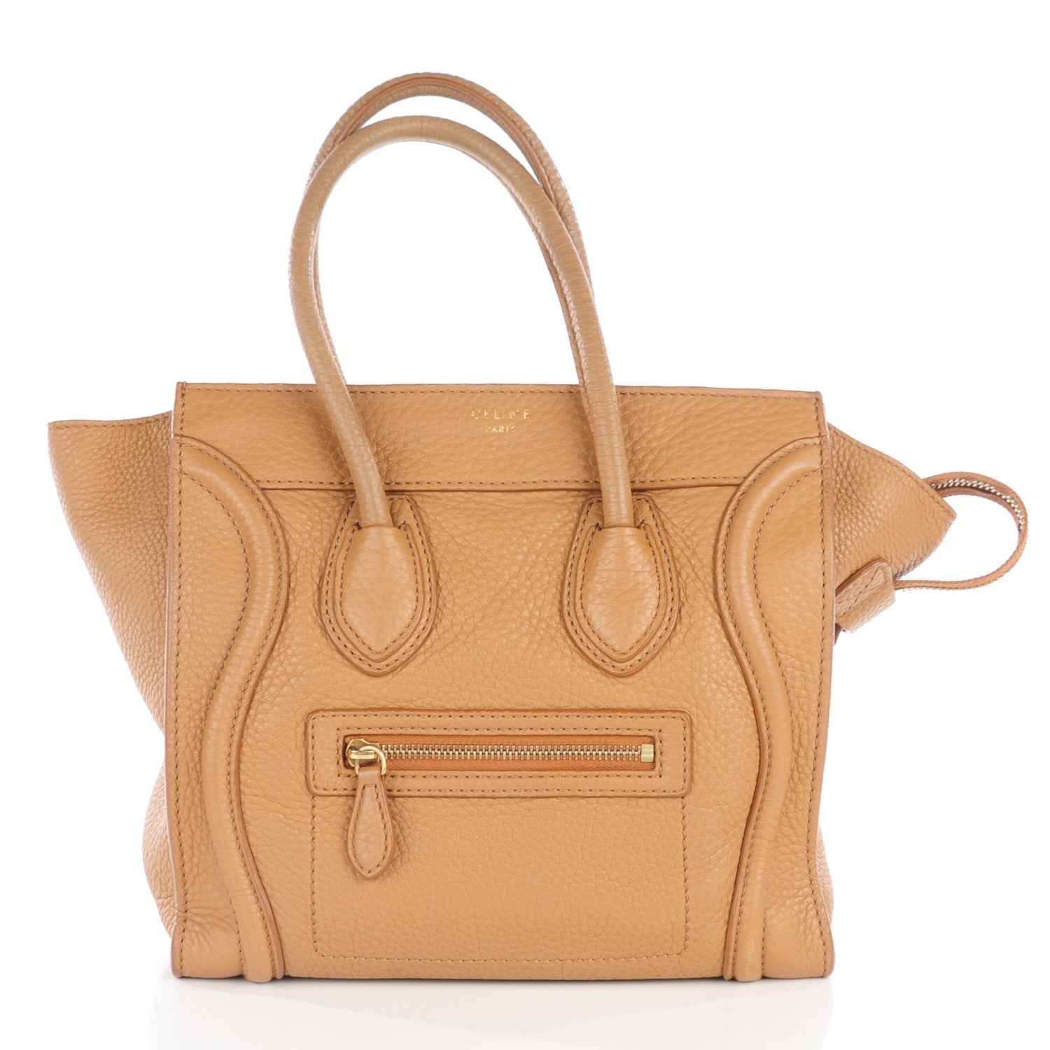 Celine Pebbled Calfskin Micro Luggage Camel 3 of 12