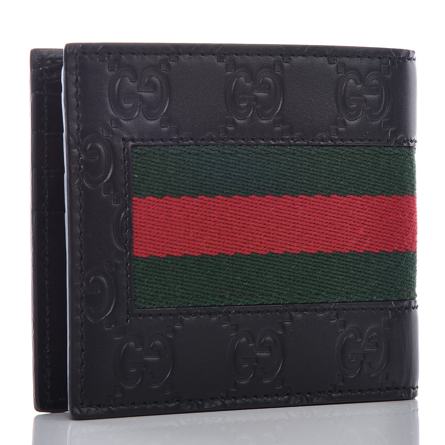 Gucci Guccissima Signature Web New Web Bi-Fold Wallet Black 3 of 7