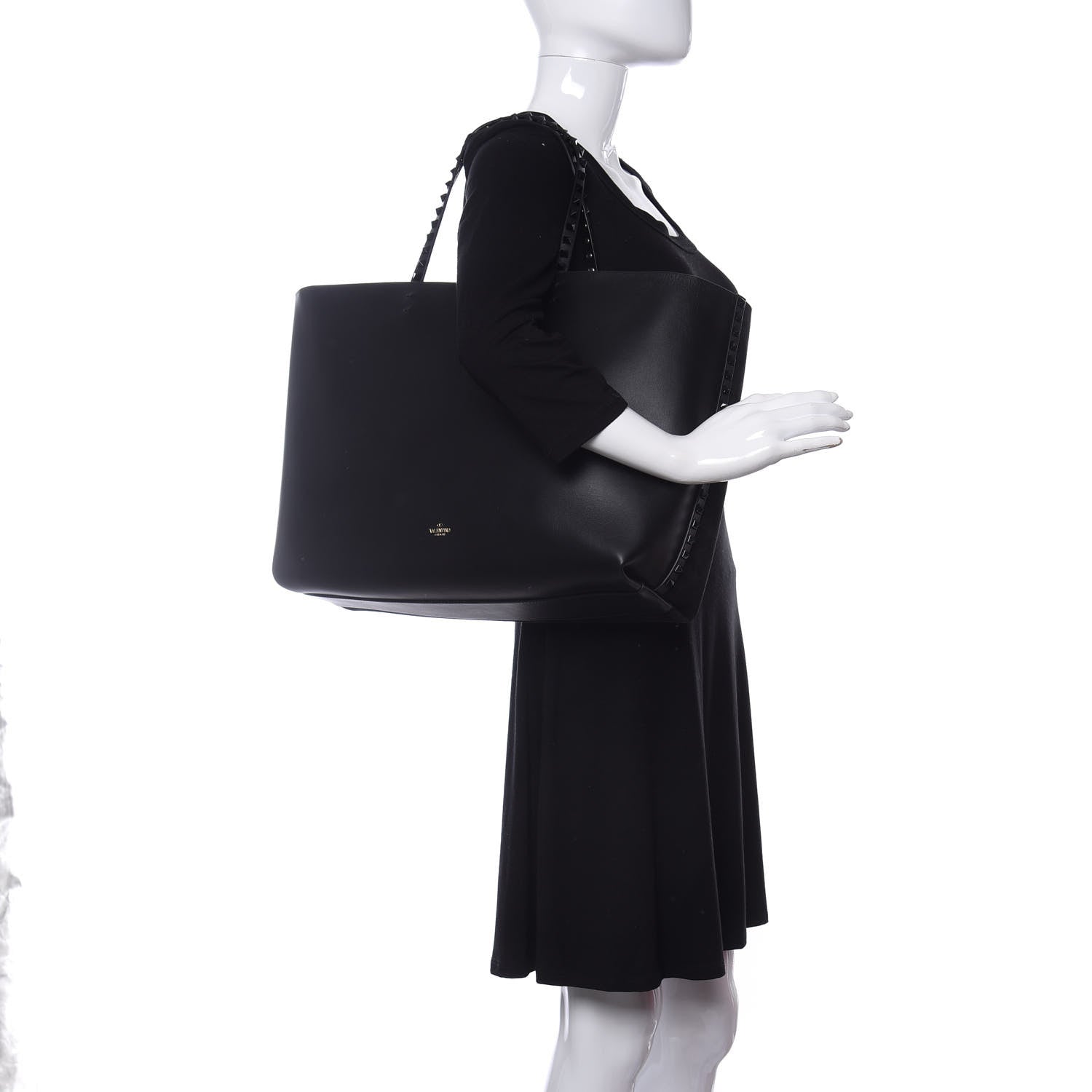 Valentino Garavani Suede Calfskin Rockstud Tote Black 2 of 9