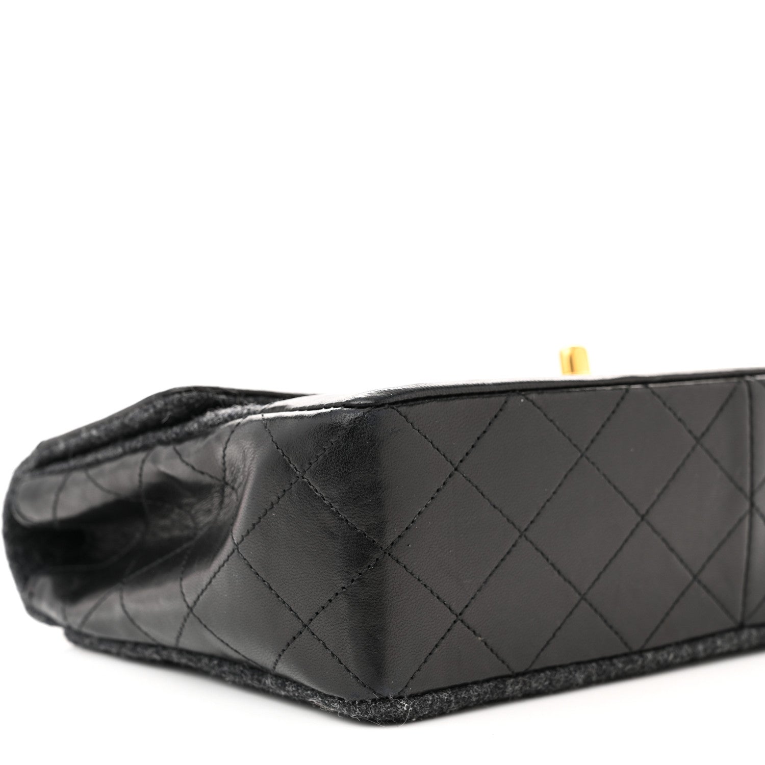 Chanel Lambskin Felt Quilted Small Single Flap With Pouch Grey Black 10 of 12