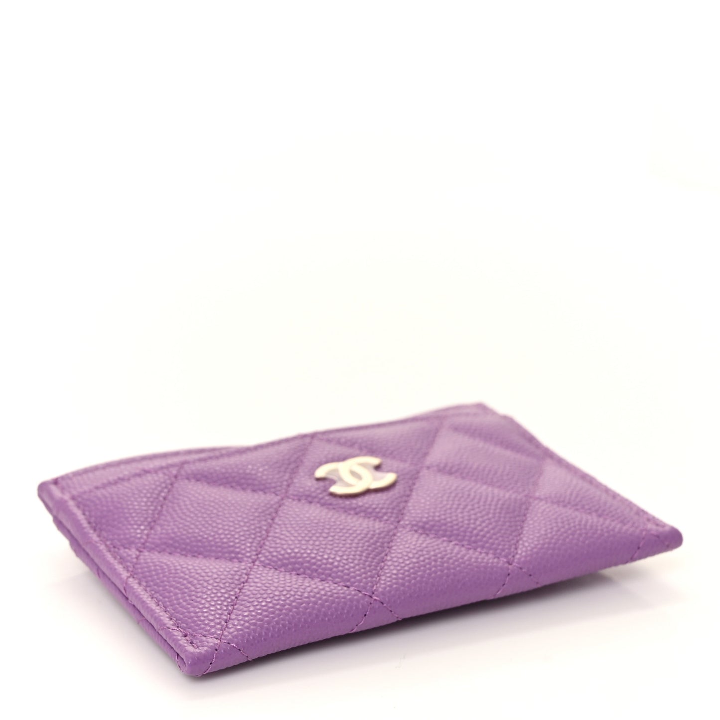Caviar Quilted Card Holder Purple