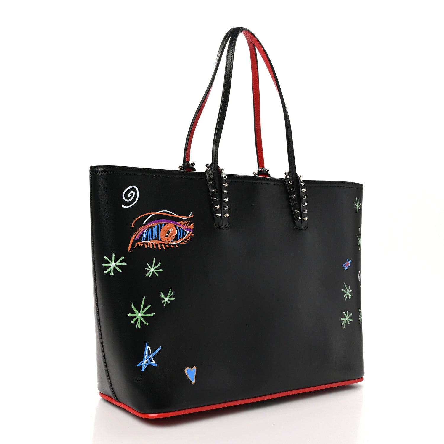 Christian Louboutin Calfskin Loubitag Spikes East West Cabata Tote Black 4 of 11