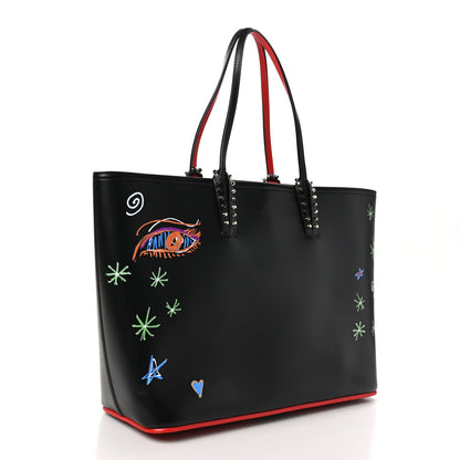 Christian Louboutin Calfskin Loubitag Spikes East West Cabata Tote Black 4 of 11