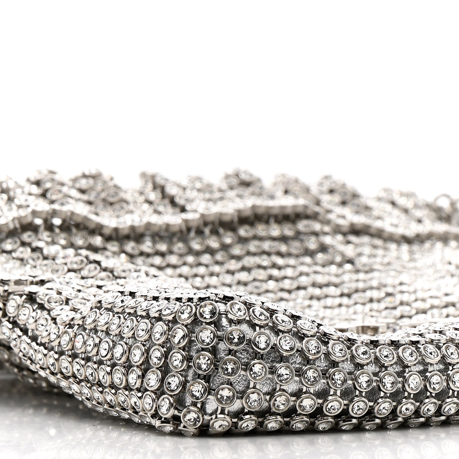 Chanel Crystal Embellished Metallic Lambskin Mini Chanel 22 Silver 8 of 11
