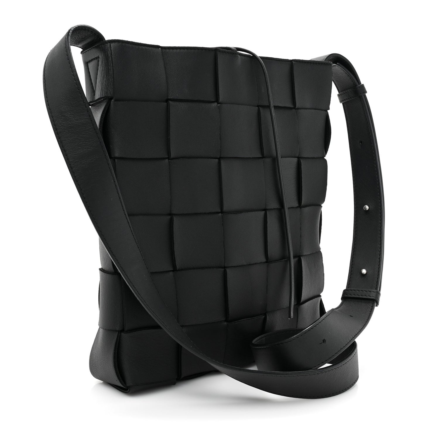 Lambskin Maxi Intrecciato Cassette Messenger Black