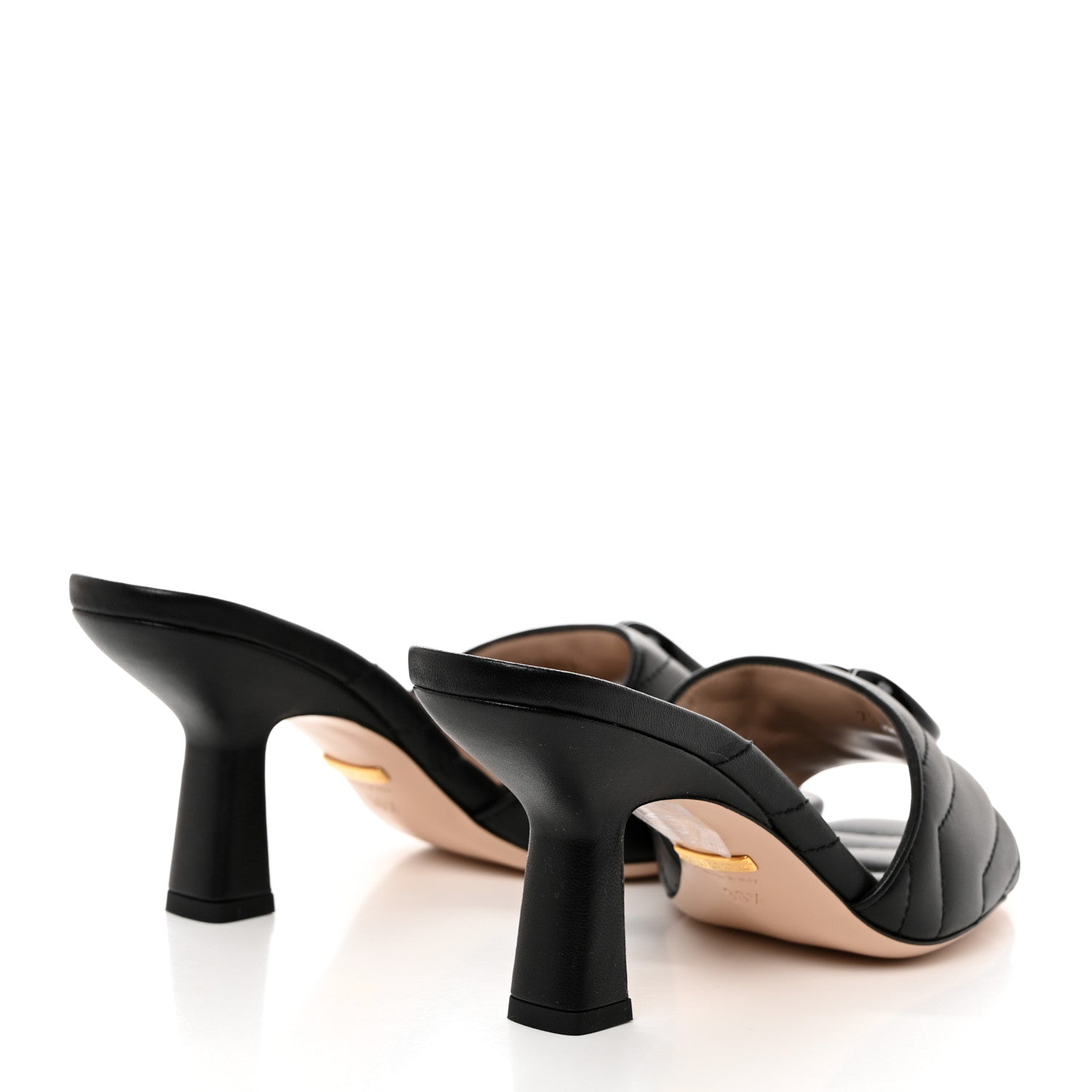 Gucci Nappa Matelasse Monochrome GG Marmont 75mm Slide Sandals 36.5 Black 4 of 9