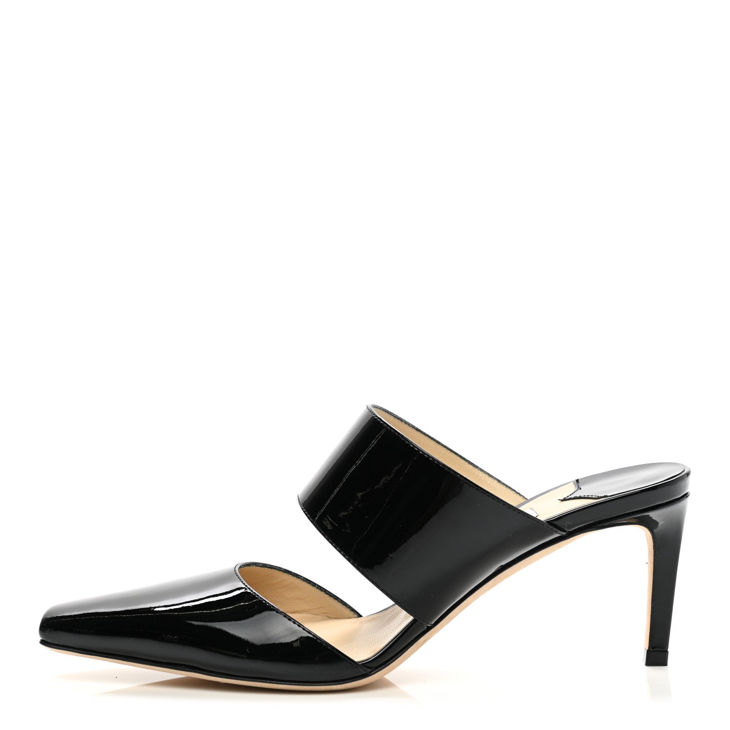 Jimmy Choo Patent Calfskin Hawke 65 Mules 37.5 Black 1 of 7