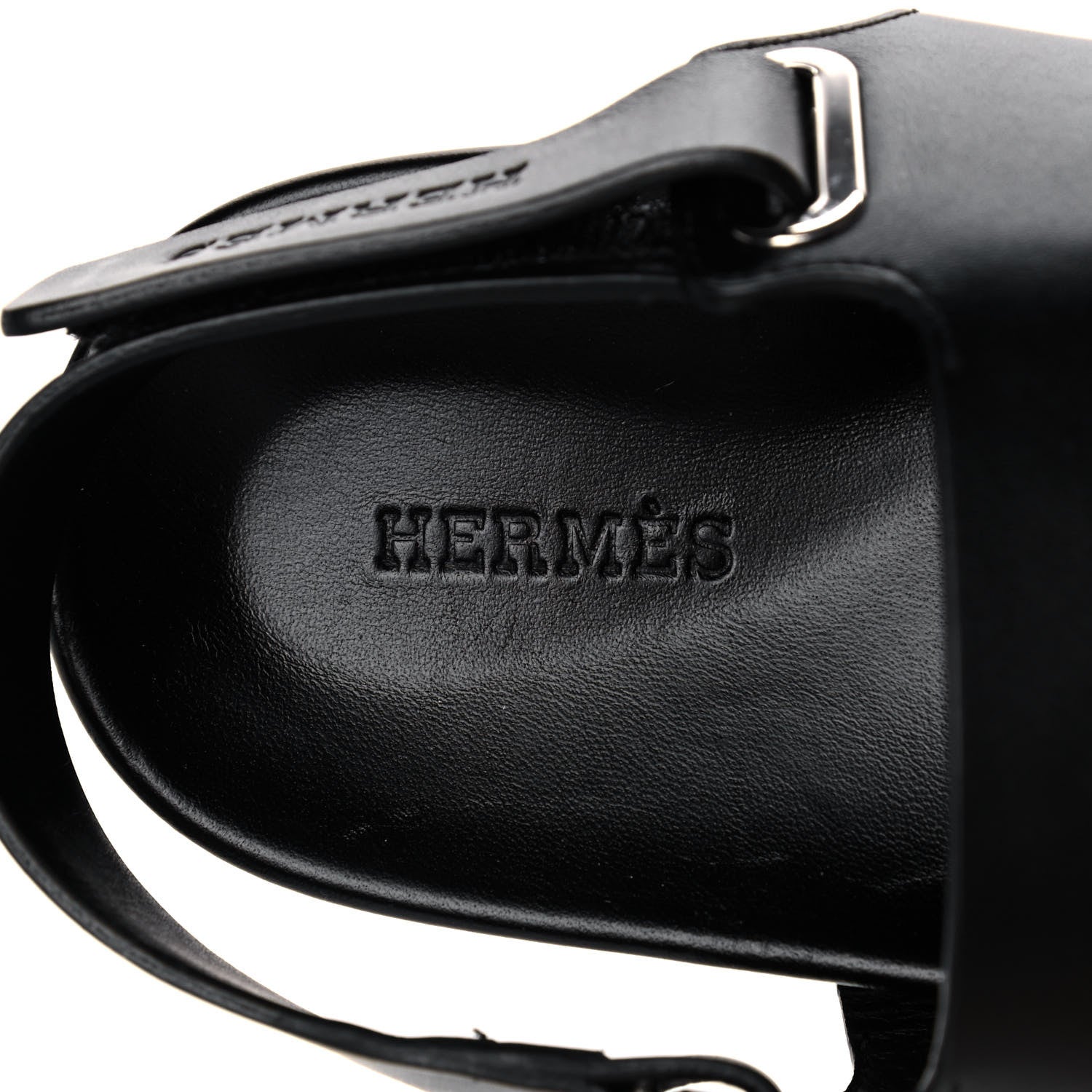 Hermes Calfskin Womens Takara Sandals 38.5 Black 7 of 11