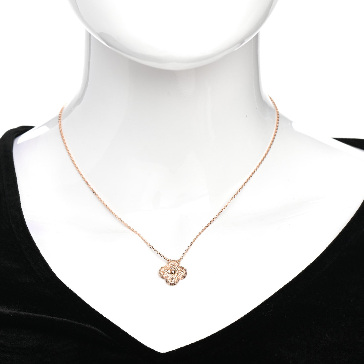 18K Rose Gold Vintage Alhambra Pendant Necklace