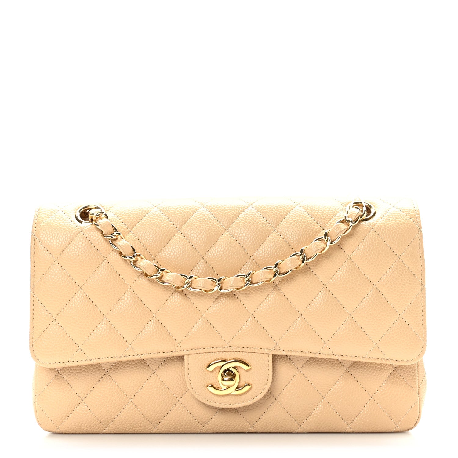 Chanel Caviar Quilted Medium Double Flap Beige 1 of 9