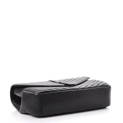 Saint Laurent Sheepskin Matelasse Chevron Monogram Monochrome Large College Satchel Black 4 of 7