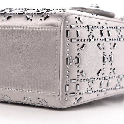 Christian Dior Satin Crystal Cannage Mini Lady Dior Gray 8 of 9