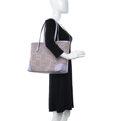 Gucci Monogram Jumbo GG Textured Dollar Calfskin Medium Ophidia Shopping Tote Beige Lapis 2 of 11