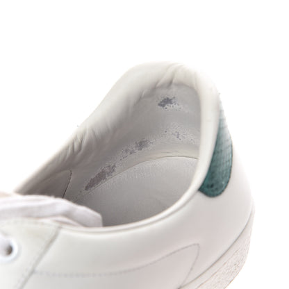 Gucci Miro Soft Calfskin Laminated Ayers Web Bee Embroidered Mens Ace Sneakers 9 White Red Flame Green 8 of 10