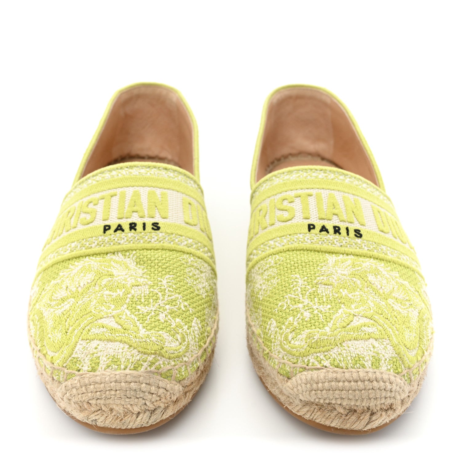 Christian Dior Embroidered Toile De Jouy Granville Espadrille 38.5 Off 38.5 White Green 2 of 9