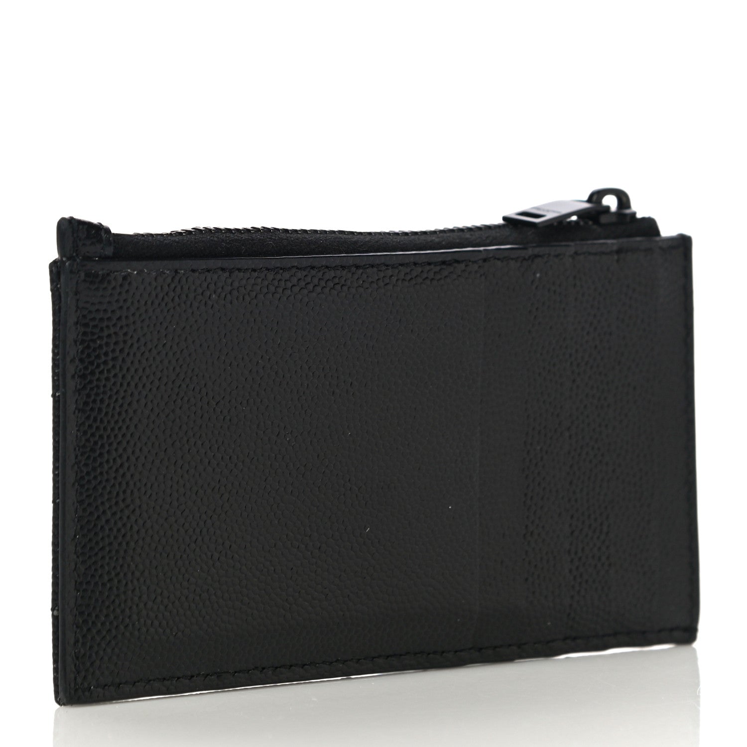 Saint Laurent Grain De Poudre Matelasse Chevron Monogram Fragments Zippered Card Case Black 3 of 13