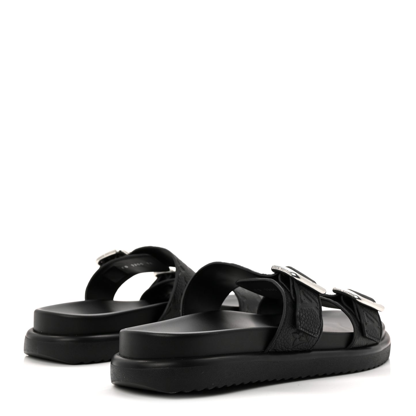 Grained Calfskin Embossed Monogram Mens Venice Mule Sandals 11 Black