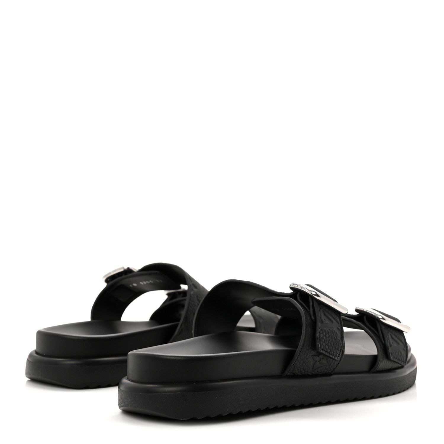 Louis Vuitton Grained Calfskin Embossed Monogram Mens Venice Mule Sandals 11 Black 5 of 9