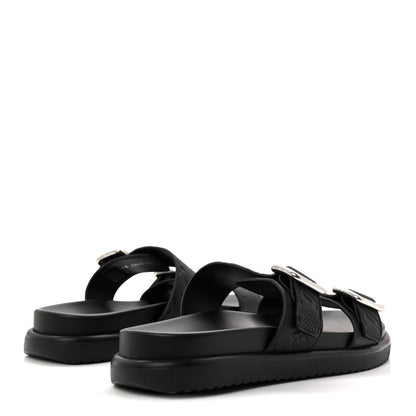 Louis Vuitton Grained Calfskin Embossed Monogram Mens Venice Mule Sandals 11 Black 5 of 9
