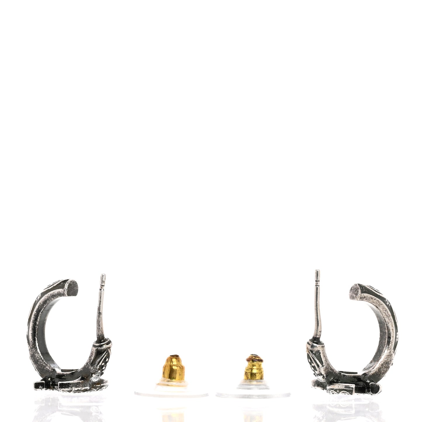 Metal Crystal CC Hoop Drop Earrings Silver