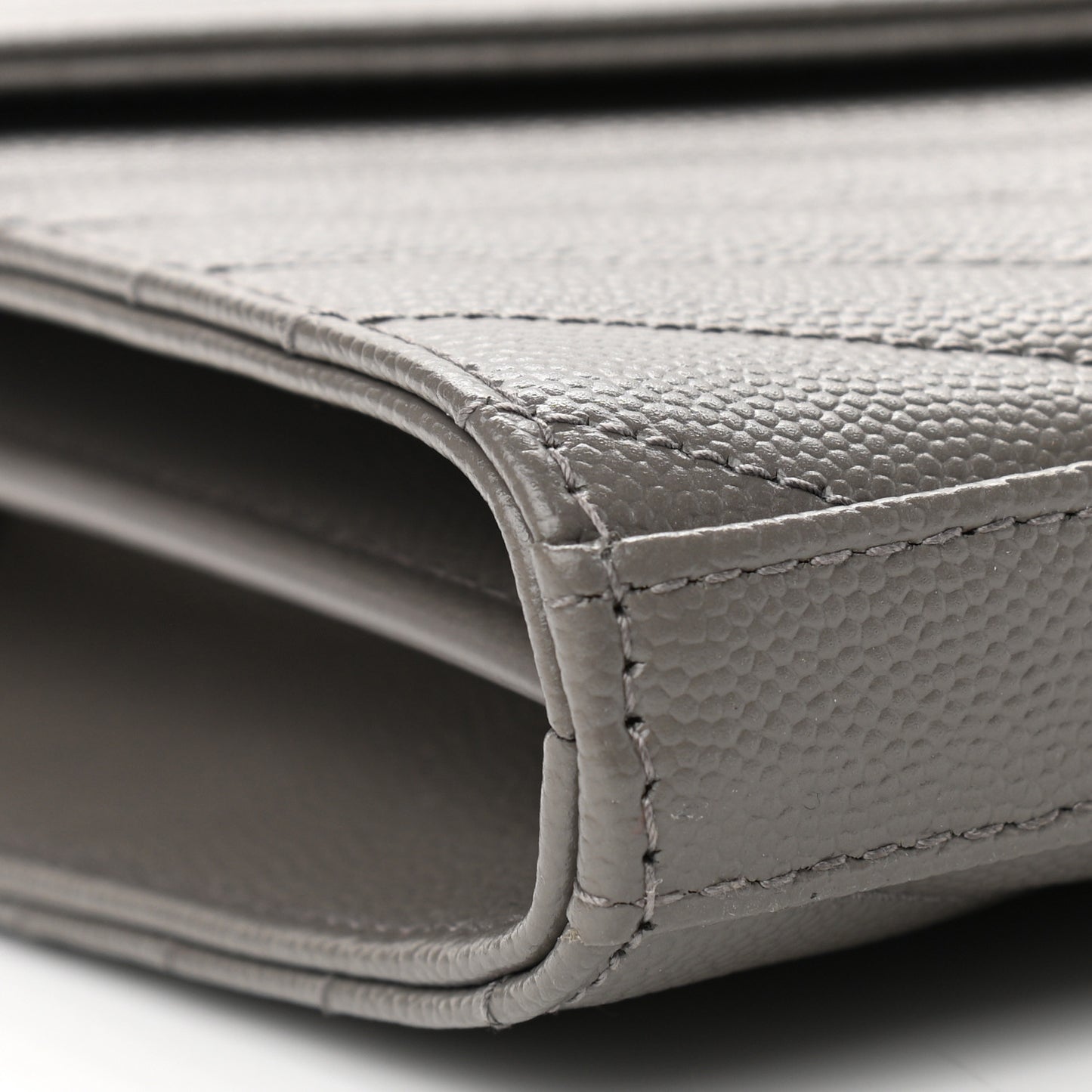 Grain De Poudre Matelasse Chevron Monogram Chain Wallet Fog