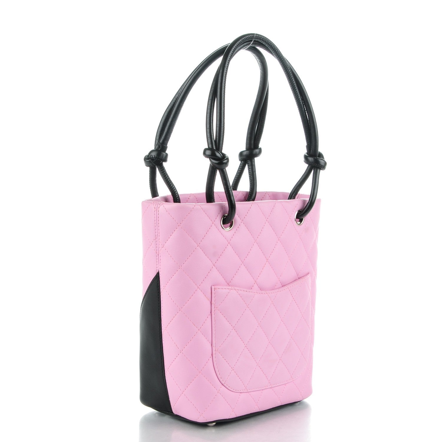 Chanel Calfskin Quilted Small Cambon Tote Pink Black 3 of 7
